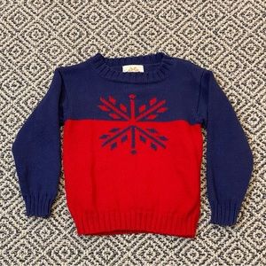 🎉 EUC! 🎉 TBBC 18-24M Crewneck Navy/Red Snowflake Holiday Sweater